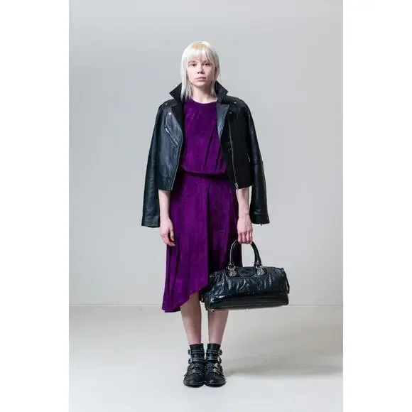 Isabel Marant Purple Ribbed Short Sleeve Maxi Dress - Picture 4 of 5